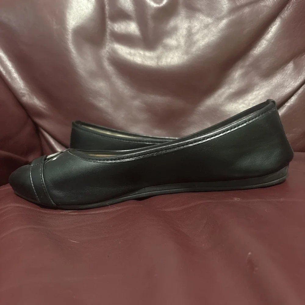 Harborsides Memory Foam Wide‎ Flats Size 9w Black Leather Slip On